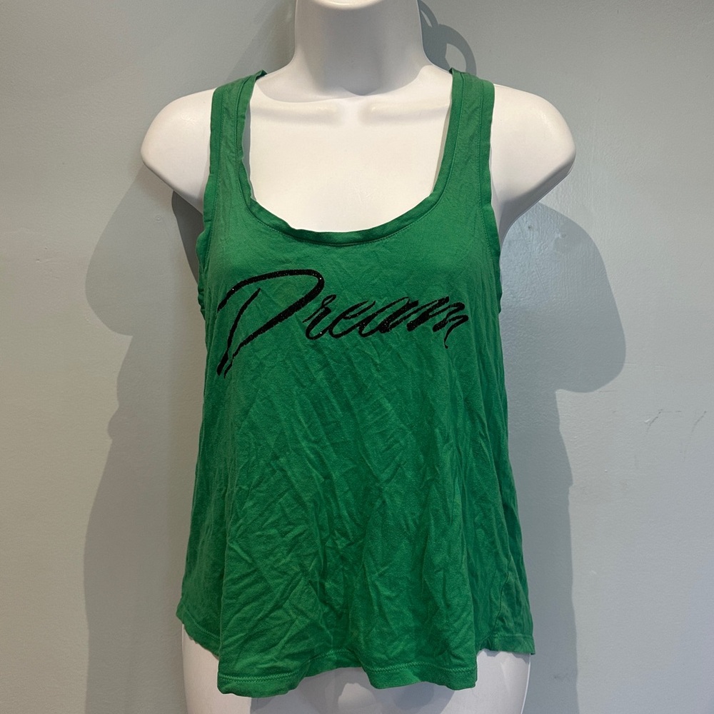 Victoria’s Secret Green Tank Top with Dream Print Medium